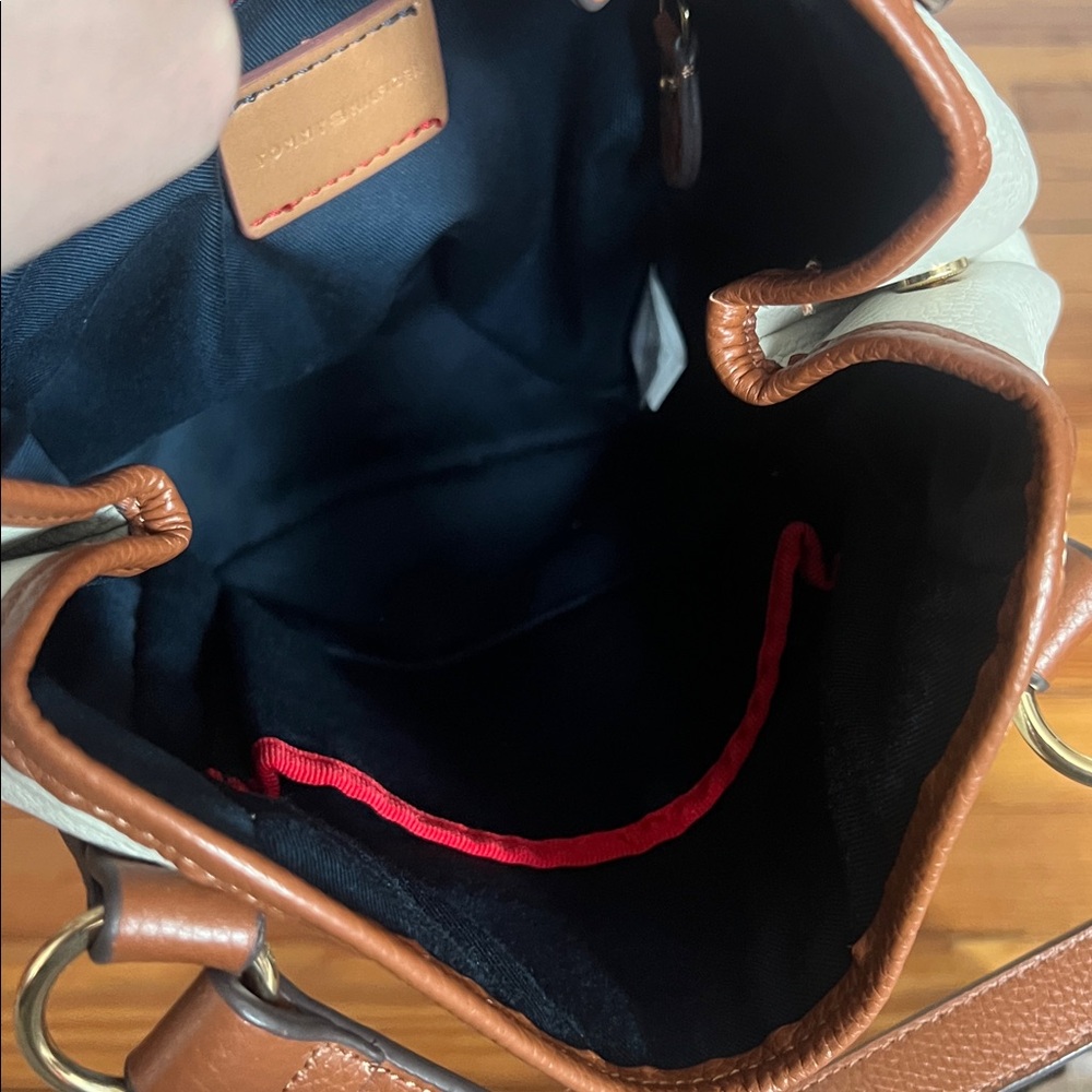 Vintage Tommy Hilfiger Pebbled Leather Tote Cream Cognac Preppy Y2K - Picture 7 of 10